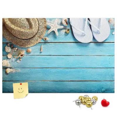Kurk prikbord Hoed en teenslippers