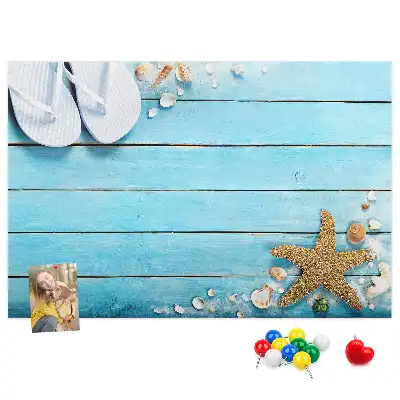 Memobord van kurk Schelpen op hout
