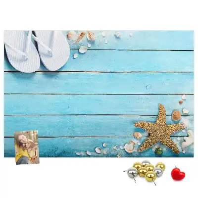 Memobord van kurk Schelpen op hout