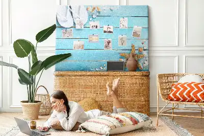 Memobord van kurk Schelpen op hout