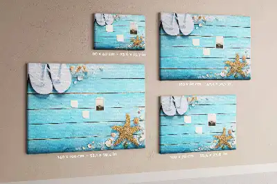Memobord van kurk Schelpen op hout