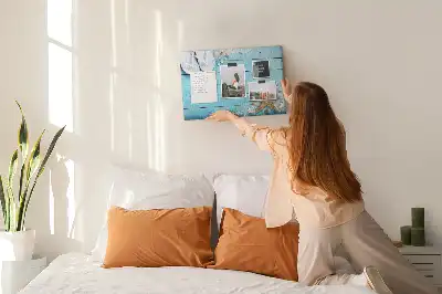 Memobord van kurk Schelpen op hout