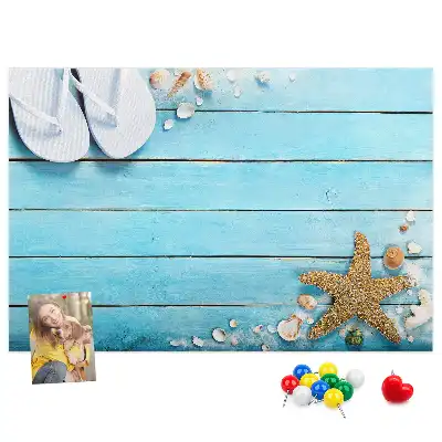 Memobord van kurk Schelpen op hout