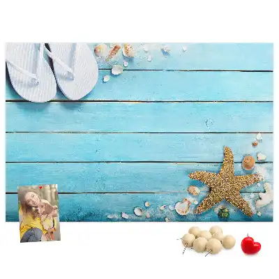 Memobord van kurk Schelpen op hout