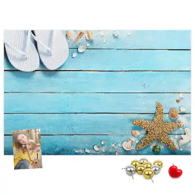 Memobord van kurk Schelpen op hout
