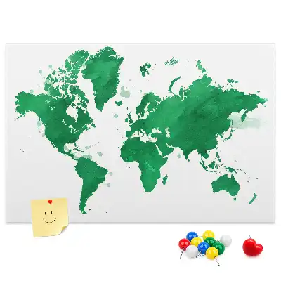 Kurk prikbord met groene wereldkaart