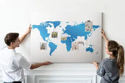 Memobord van kurk Omtrek van land en oceanen