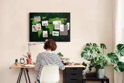 Memobord van kurk Graswereldkaart