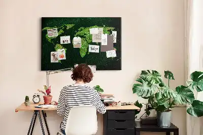Memobord van kurk Graswereldkaart