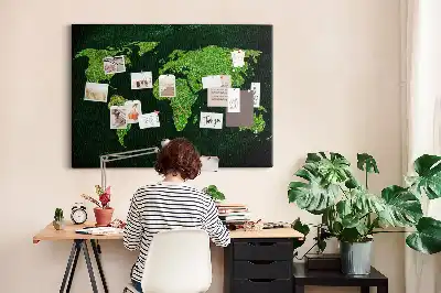 Memobord van kurk Graswereldkaart
