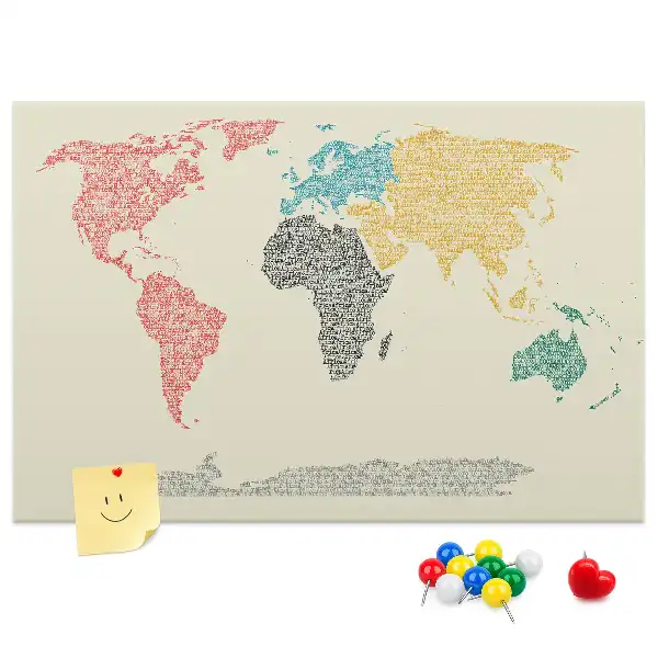 Kurk prikbord Wereldkaart van letters