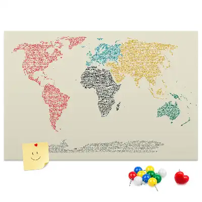 Kurk prikbord Wereldkaart met letters
