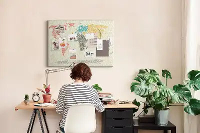 Kurk prikbord Wereldkaart van letters