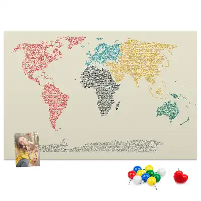 Kurk prikbord Wereldkaart van letters