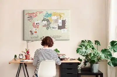 Kurk prikbord Wereldkaart van letters