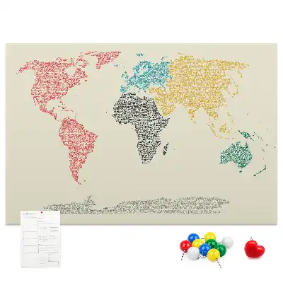 Kurk prikbord Wereldkaart van letters