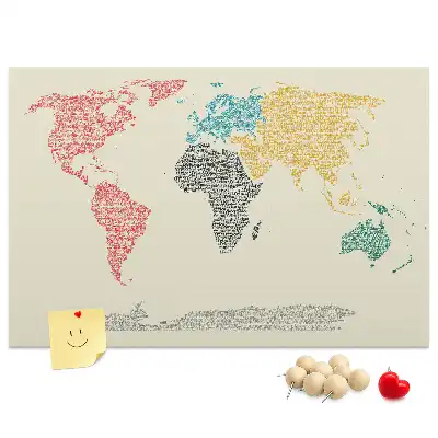 Kurk prikbord Wereldkaart van letters