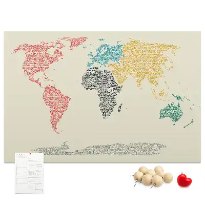 Kurk prikbord Wereldkaart van letters