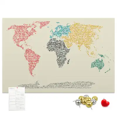 Kurk prikbord Wereldkaart van letters