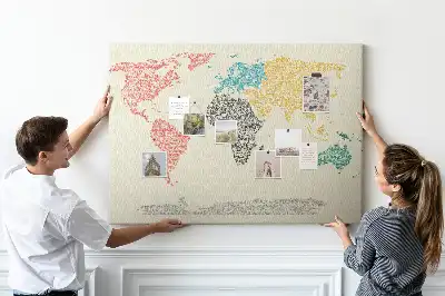 Kurk prikbord Wereldkaart van letters