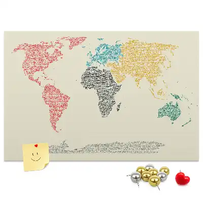 Kurk prikbord Wereldkaart van letters