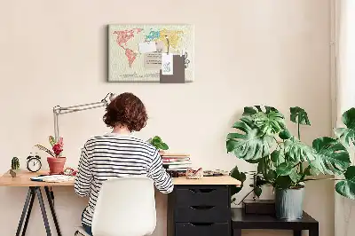 Kurk prikbord Wereldkaart van letters