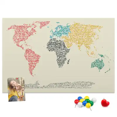 Kurk prikbord Wereldkaart van letters