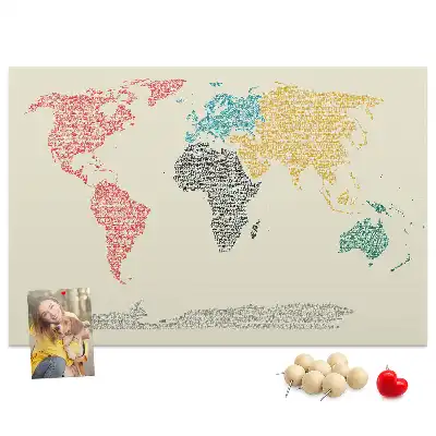 Kurk prikbord Wereldkaart van letters