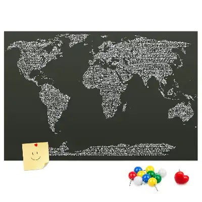 Memobord van kurk met wereldkaart