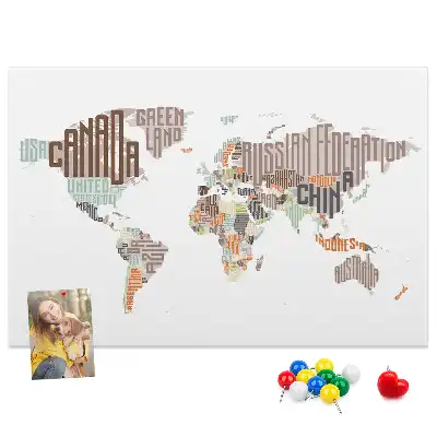 Memobord van kurk Kaart kleurrijke letters