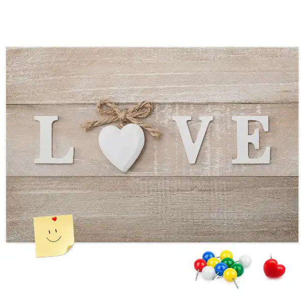 Memobord van kurk Slogan liefde in het interieur