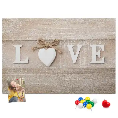 Memobord van kurk Slogan liefde in het interieur