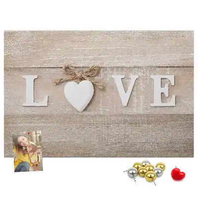 Memobord van kurk Slogan liefde in het interieur