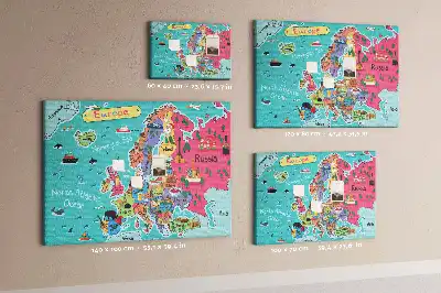Memobord van kurk Europese landkaart
