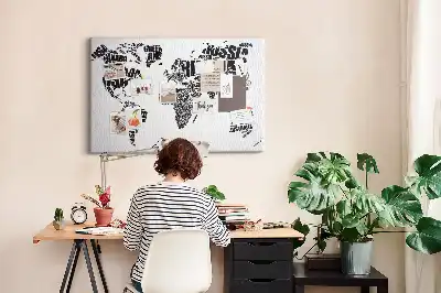 Kurk prikbord Typografische continentenkaart