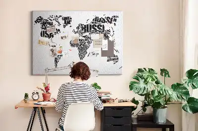 Kurk prikbord Typografische continentenkaart