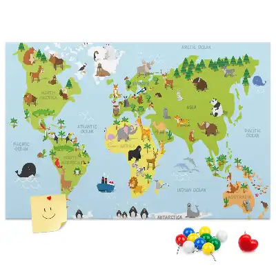 Dierenatlas memobord van kurk voor kinderen