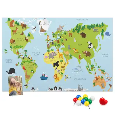 Memobord van kurk Dierenatlas voor kinderen