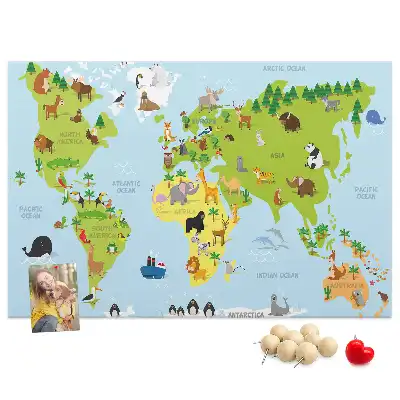 Memobord van kurk Dierenatlas voor kinderen