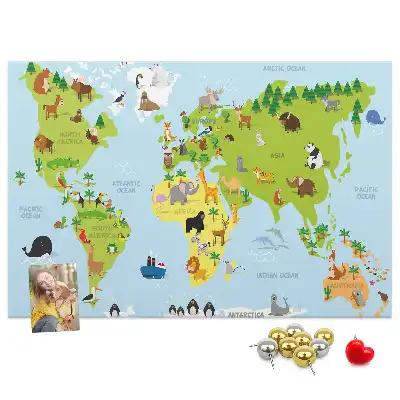 Memobord van kurk Dierenatlas voor kinderen