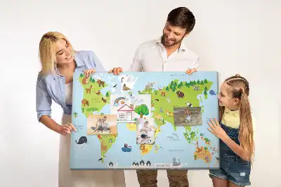Memobord van kurk Dierenatlas voor kinderen