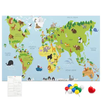 Memobord van kurk Dierenatlas voor kinderen
