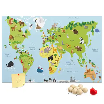 Memobord van kurk Dierenatlas voor kinderen