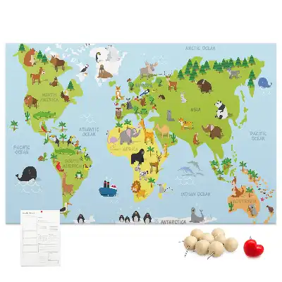 Memobord van kurk Dierenatlas voor kinderen