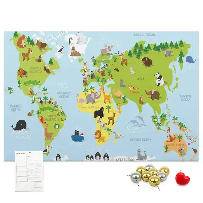 Memobord van kurk Dierenatlas voor kinderen