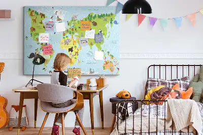 Memobord van kurk Dierenatlas voor kinderen