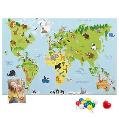 Memobord van kurk Dierenatlas voor kinderen