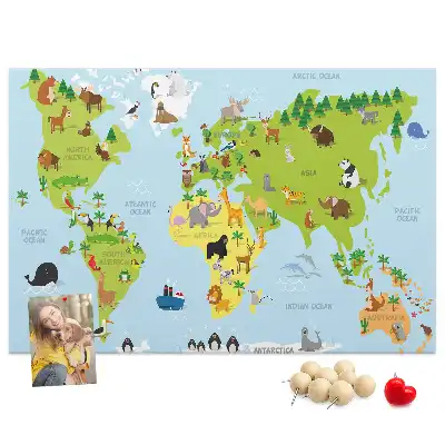 Memobord van kurk Dierenatlas voor kinderen