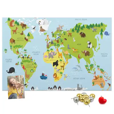 Memobord van kurk Dierenatlas voor kinderen