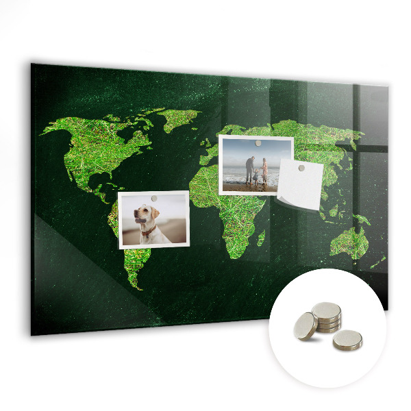 Memobord keuken Grasachtige wereldkaart